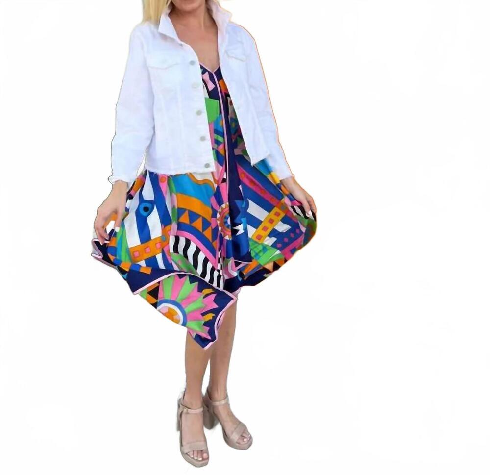 NEW STACY BRADLEY scarf dress in blue pucci